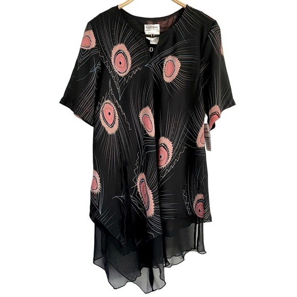 Kaelyn Max size 1X Top & Blouse Set Separates BOLD ABSTRACT Short Sleeve NEW - Picture 2 of 10